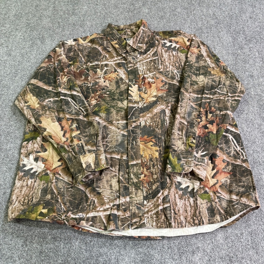 Ridge Hunter Button Down Mens 2XL Camo Excellent Ripstop Long Sleeve Shirt